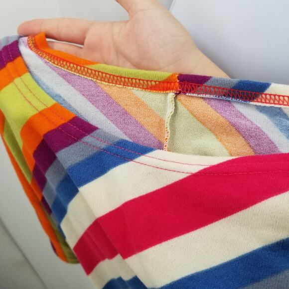 Vintage striped drop waist y2K Dress Short Sleeves Boat Neck Medium / SMall - Picture 5 of 5